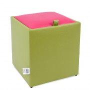 Taburet Box imitatie piele - verde/roz